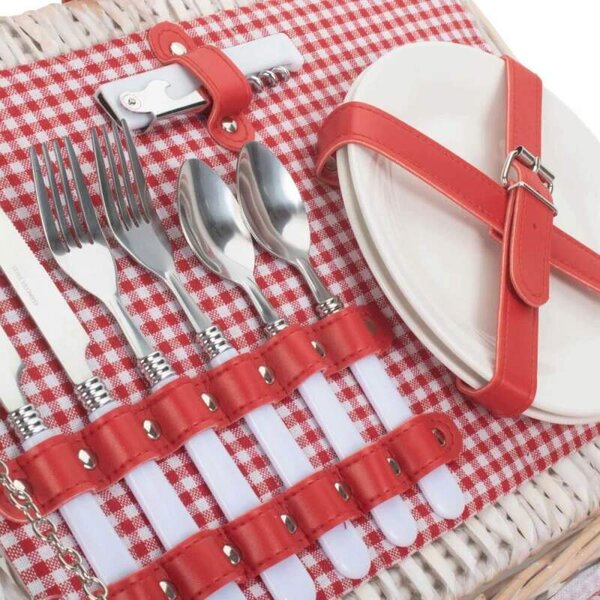 Willow Direct Piknikový koš RED GINGHAM proutěný pro 2 osoby