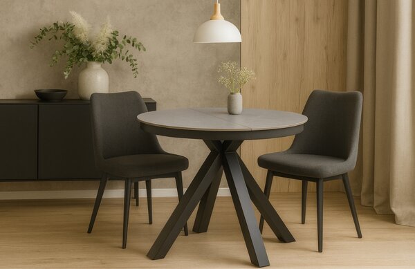 Šedý rozkládací jídelní stůl Somcasa Zuri 130/180 x 130 cm