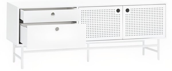 Bílý lakovaný TV stolek Teulat Punto 140 x 40 cm
