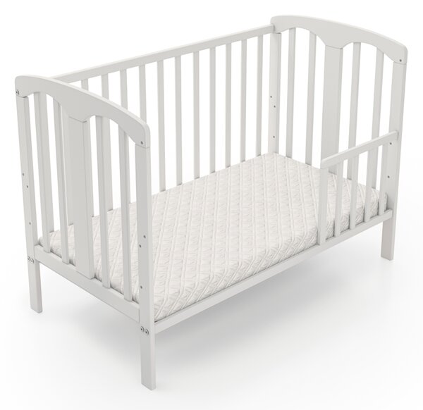 Dřevěná postýlka Sofia 60x120 cm bílá s bočnicí – funkční a elegantní | Bello Druh matrace: bez matrace