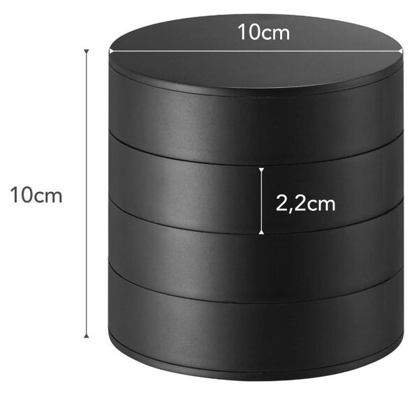 Černá patrová šperkovnice YAMAZAKI Tower, ⌀ 10 cm