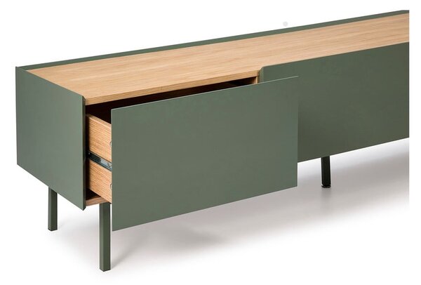 TV stolek v dekoru dubu v zeleno-přírodní barvě 180x45 cm Arista – Teulat