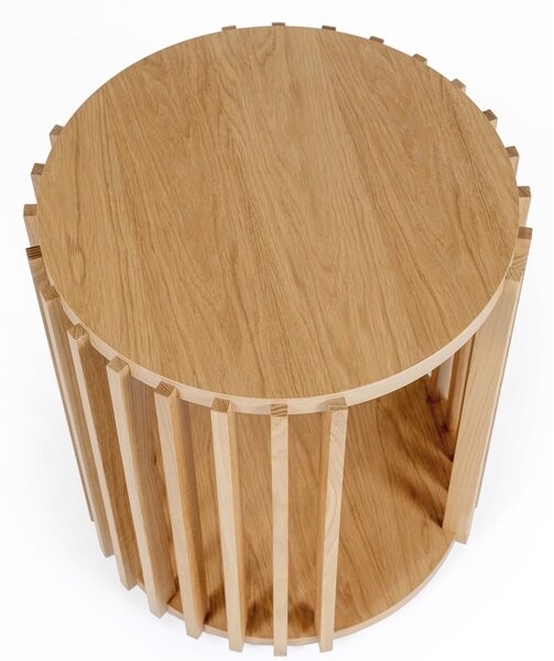 Odkládací stolek z dubového dřeva Woodman Drum, ø 53 cm