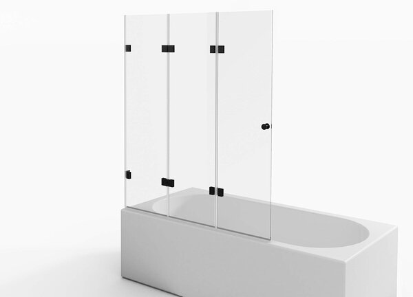 Vanová zástěna 3dílná Aurlane Black Soul 3 120x140 cm čiré sklo barva profilu černá BWF311