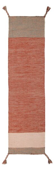 Oranžový vlněný běhoun Flair Rugs Anu, 60 x 200 cm
