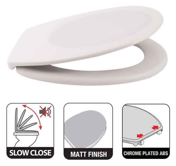 Spirella WC prkénko NEELA, matně bílé, duroplast Thermodur, chromované panty
