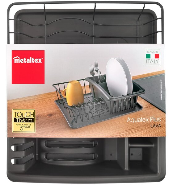 Antracitově šedý odkapávač z nerezové oceli Metaltex Aquatexplus Lava