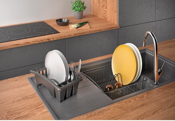 Antracitově šedý odkapávač z nerezové oceli Metaltex Aquatexplus Lava