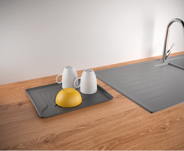 Antracitově šedý odkapávač z nerezové oceli Metaltex Aquatexplus Lava