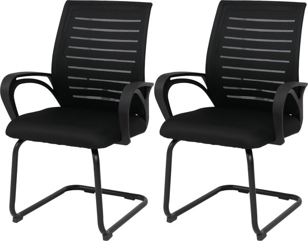 Sada 2 jídelních židlí HWC-K51, židle s područkami, látka/textil (250 g/m²) černá, rám černý