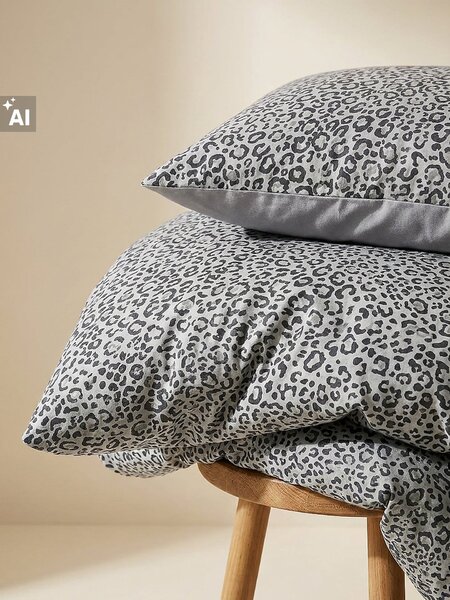 Sinsay - Oboustranné ložní povlečení s leopardím vzorem - šedá