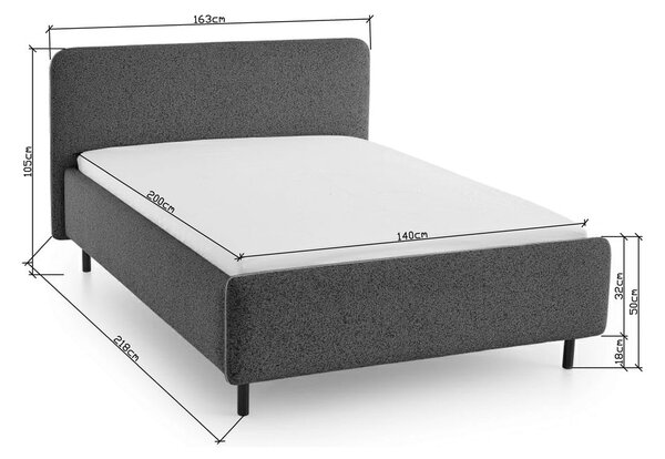 Béžová čalouněná dvoulůžková postel s úložným prostorem s roštem 140x200 cm Primo – Meise Möbel