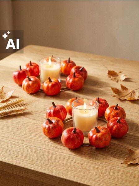 Sinsay - Podzimní dekorativní věnec s dýněmi 2 pack - oranžová