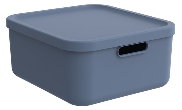 Rotho Úložný box, rovný s víkem, 20l, modrý ALBU LIGHT, 40x36x18