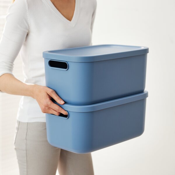 Rotho Úložný box, rovný s víkem, 12l, modrý ALBU LIGHT , 40x24x18