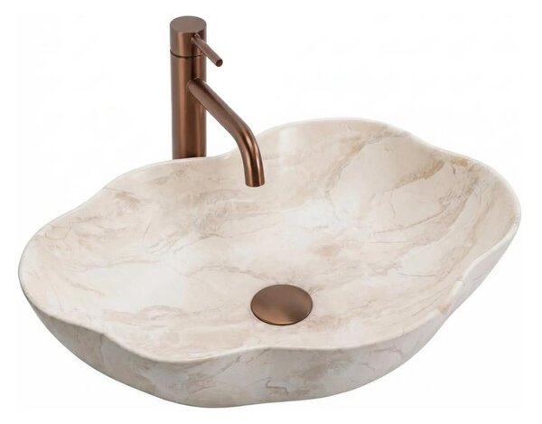 REA-U0619 - Umyvadlo na desku PEARL 38x50,5 cm keramika/béžová