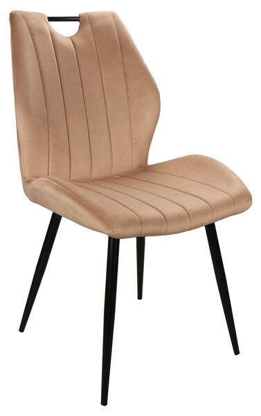 Židle ARCO béžová (tkanina Bluvel 28) - moderní, čalouněná, do obývacího pokoje / jídelny, s područkou, sametová
