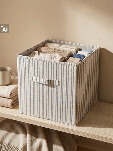 Sinsay - Skládací úložný box s pruhy - zelená