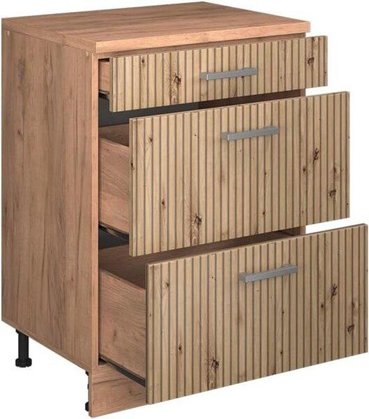 Kuchyňská skříňka pro šikmé stěny - Úložná skříňka s zásuvkami - Organizace kuchyně - Navrženo pro šikmé stěny - Šířka 60 cm