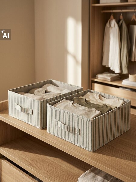 Sinsay - Skládací úložné boxy s pruhy 2 pack - zelená