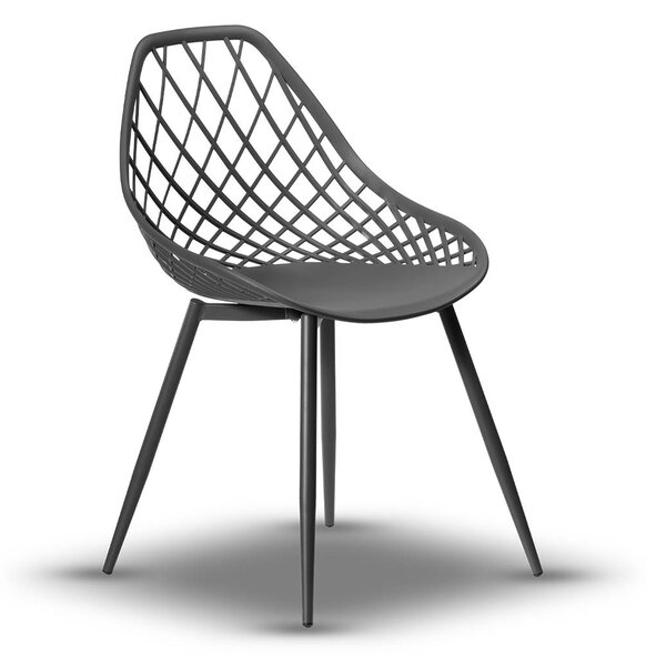 Židle CHICO Tmavě šedá (grafitová) - moderní, ažurová, do kuchyně / zahrady / kavárny
