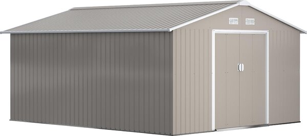 Zahradní domek Outsunny 12,4 m² s pultovou stechou, posuvnými dvemi a základem