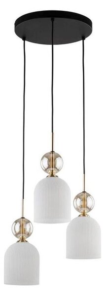 Lustr na lanku SOPHIA 3xE14/10W/230V černá/kouřová béžová/bílá