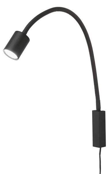 Fischer Honsel 30498 JUSTI - Nástěnná černá čtecí lampička s husím krkem a vypínačem, 1 x LED GU10 (Čtecí nástěnná lampa nejen do ložnice nad postel)