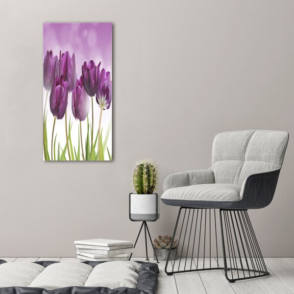 Vertikální Foto obraz na plátně Fialové tulipány ocv-52340543