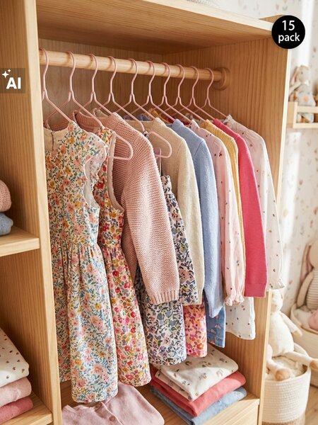 Sinsay - Sada dětských ramínek – 15 ks - pastelová růžová
