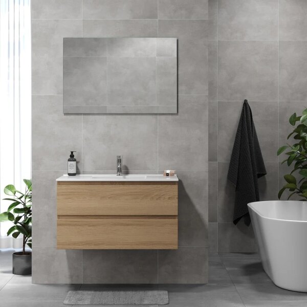 Koupelnová skříňka s umyvadlem KENWOOD 91 cm dub