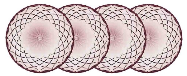 Lyngby Glas Sada skleněných talířů 16 cm (4 ks) Pink