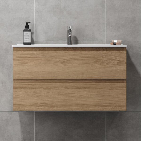 Koupelnová skříňka s umyvadlem KENWOOD 91 cm dub