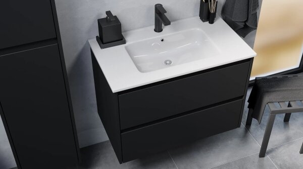 Koupelnová skříňka s umyvadlem MOLDE 80x55x46 cm černá