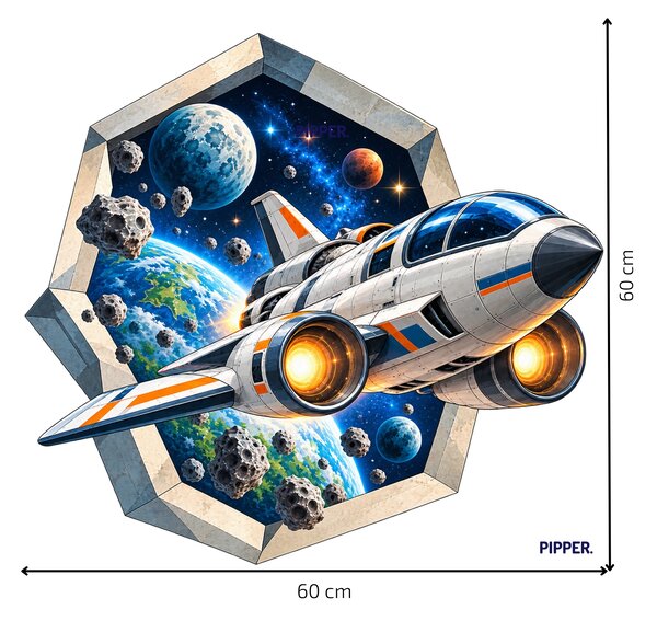 PIPPER. Raketa ve vesmíru – textilní samolepka na zeď