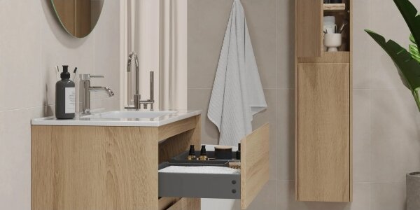 Koupelnová skříňka s umyvadlem MOLDE 60 cm dub