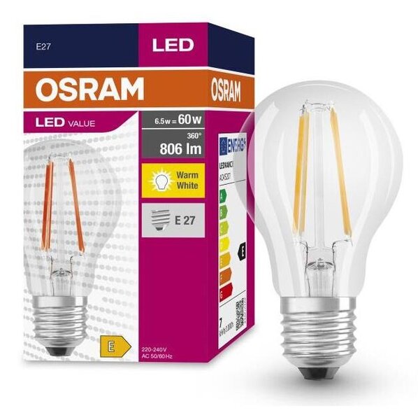 LED Žárovka FILAMENT A60 E27/6,5W/230V 2700K - Osram
