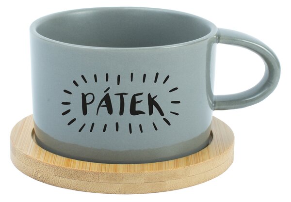 PÁTEK - šedý hrníček makronka 200 ml
