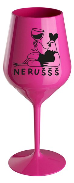 NERUŠŠŠ - růžová nerozbitná sklenice na víno 470 ml