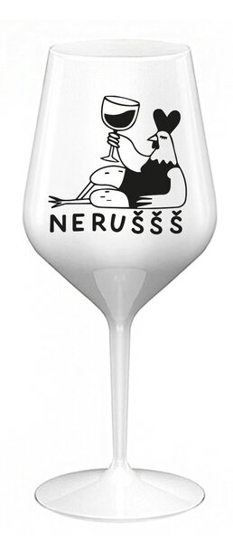 NERUŠŠŠ - bílá nerozbitná sklenice na víno 470 ml