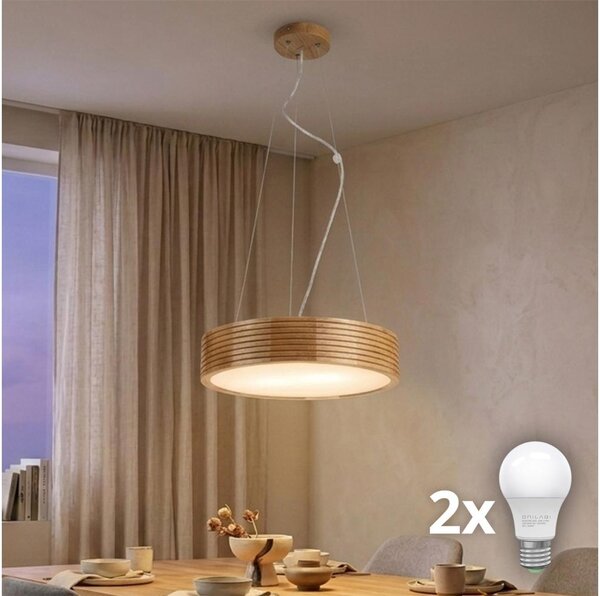 Brilagi - LED Lustr na lanku CARVALHO MODERN 2xE27/60W/230V dub pr. 37,5 cm