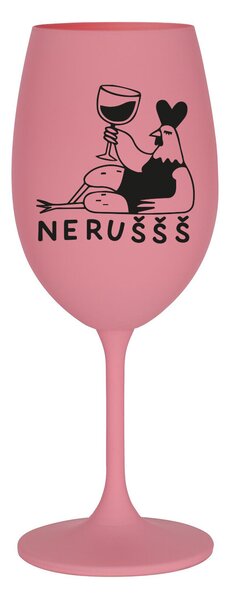 NERUŠŠŠ - růžová sklenice na víno 350 ml