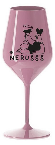 NERUŠŠŠ - světle růžová nerozbitná sklenice na víno 470 ml