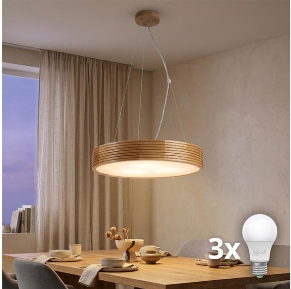 Brilagi - LED Lustr na lanku CARVALHO MODERN 3xE27/60W/230V dub pr. 47,5 cm
