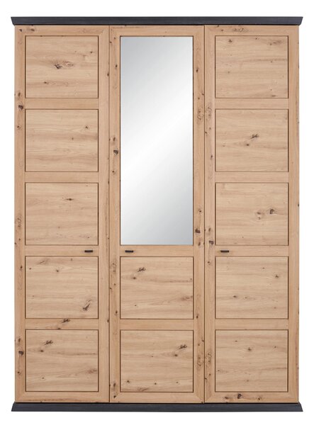 ŠATNÍ SKŘÍŇ SE ZRCADLEM, tmavě šedá, dub artisan, 154/209/60 cm Hom`in - Šatní skříně