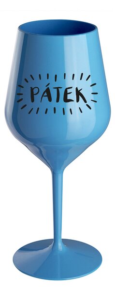 PÁTEK - modrá nerozbitná sklenice na víno 470 ml