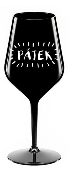 PÁTEK - černá nerozbitná sklenice na víno 470 ml