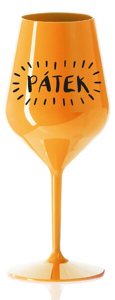 PÁTEK - oranžová nerozbitná sklenice na víno 470 ml