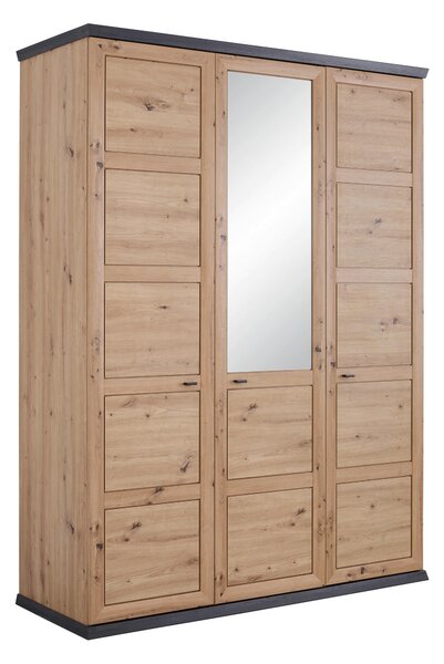 ŠATNÍ SKŘÍŇ SE ZRCADLEM, tmavě šedá, dub artisan, 154/209/60 cm Hom`in - Šatní skříně