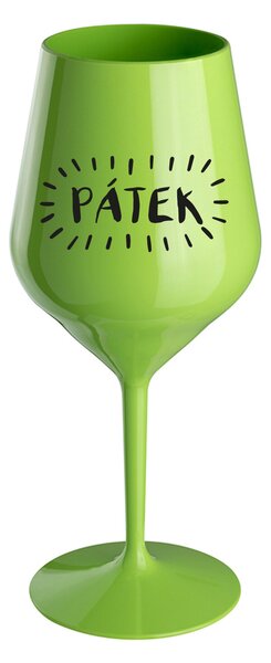 PÁTEK - zelená nerozbitná sklenice na víno 470 ml